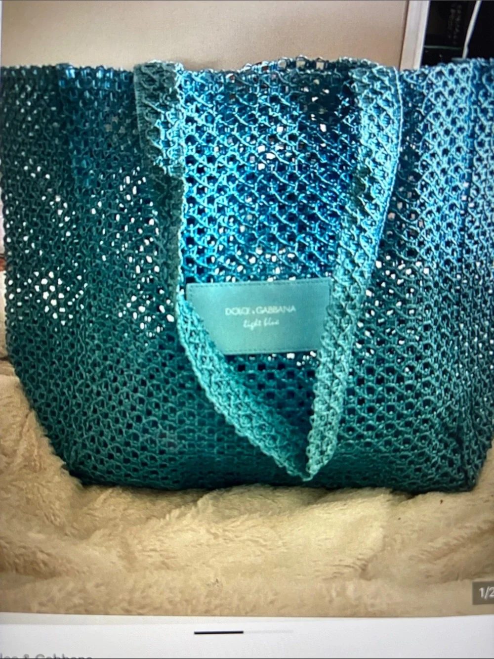 Dolce & Gabbana light blue Crochet Tote/Beach bag New